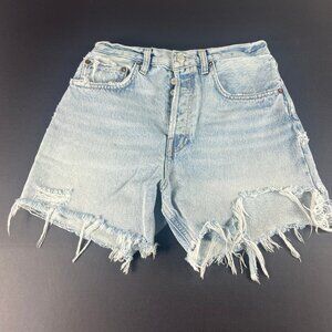 AGOLDE Jean Short Women 26* Riley High Rise Distressed Cut Off Denim Jort Tag 26